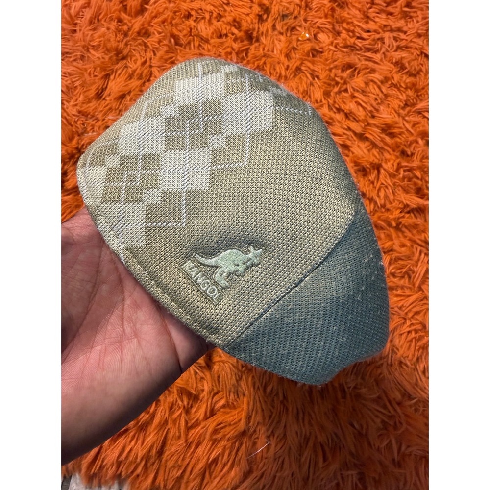Kangol Argyle Stripe 504 Flat Cap Tan White Ivy Hat Large